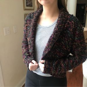 Chicos Cozy Multi Color Crop Cardigan Size 1
